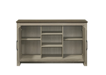 47" Oak Console Table with Storage Shelves