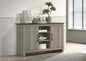 Nilda 47"W Gray Oak Console Table, Buffet Table, Sideboard with Shelves and Cabinet Doors
