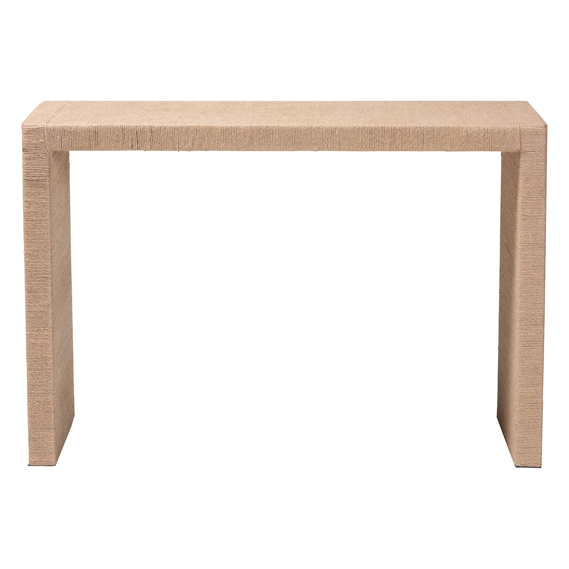 Modern Bohemian Console Table - Brown Jute & Wood