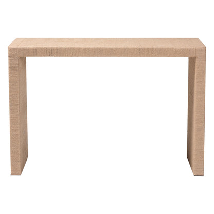 Modern Bohemian Console Table - Brown Jute & Wood