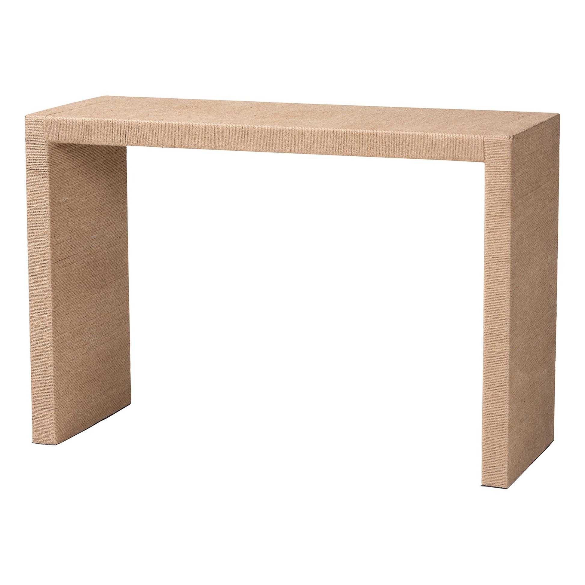 Modern Bohemian Natural Brown Jute and Wood Console Table