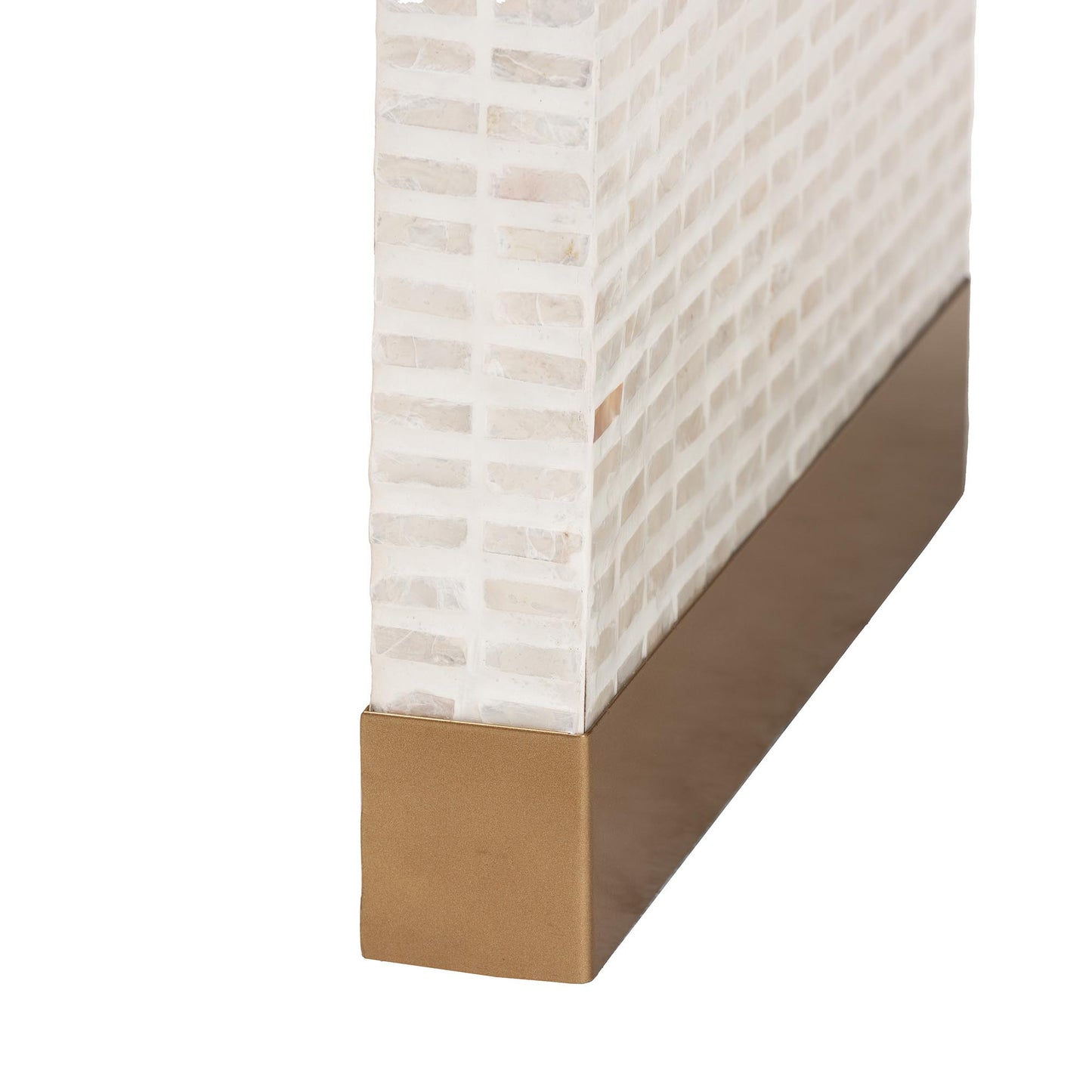 Beige Capiz Shell End Table - 15.8" x 19.7" for Living Room