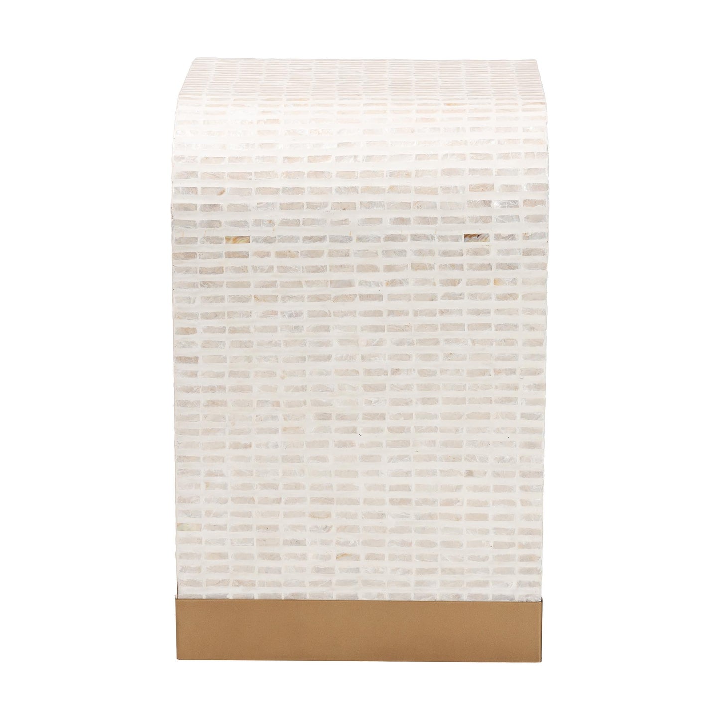 Beige Capiz Shell End Table - 15.8" x 19.7" for Living Room