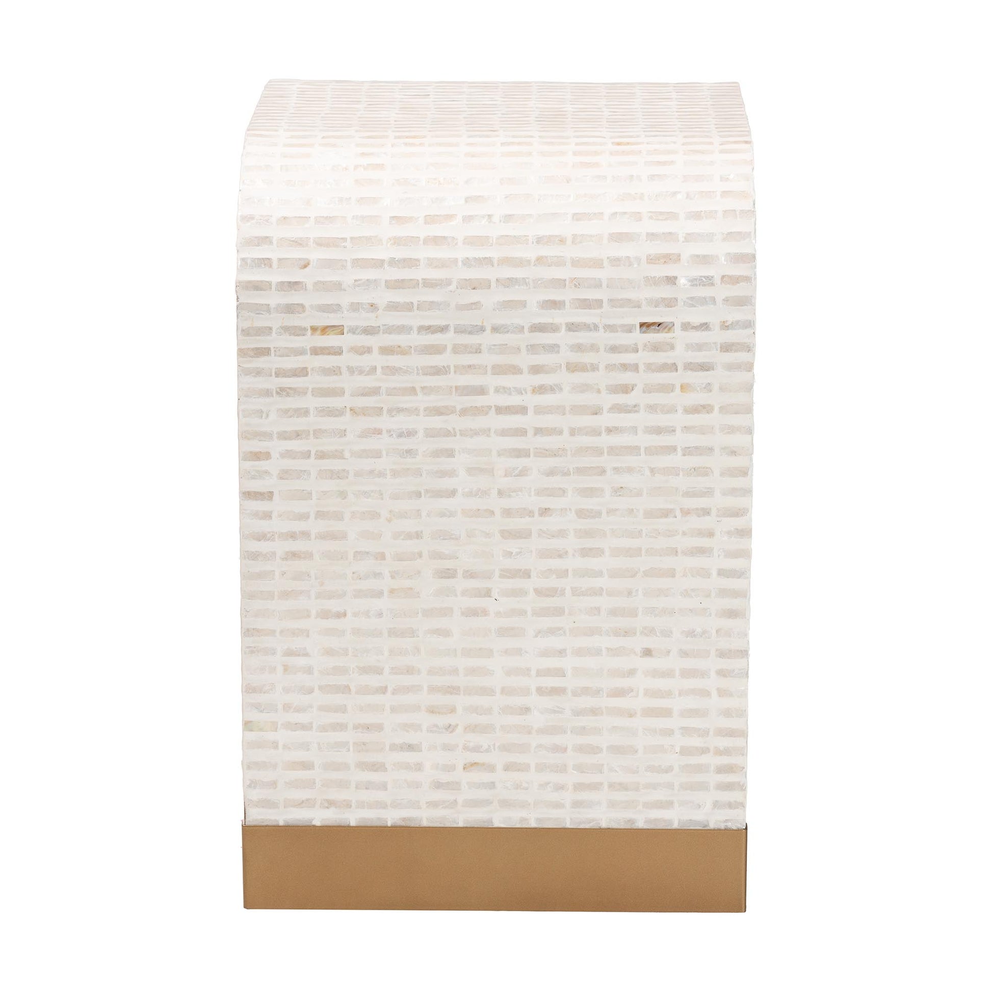 Beige Capiz Shell End Table - 15.8" x 19.7" for Living Room