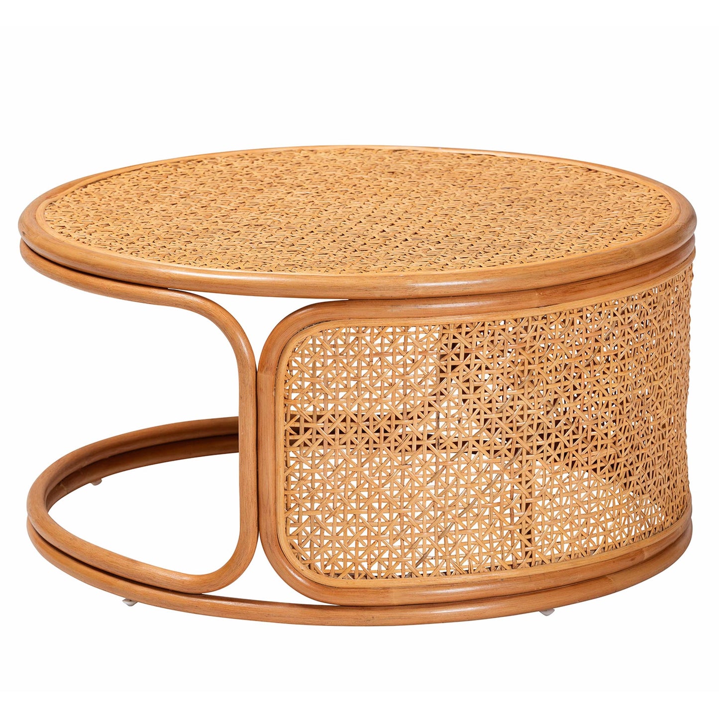 Honey Rattan Round Coffee Table - 31.5" Diameter