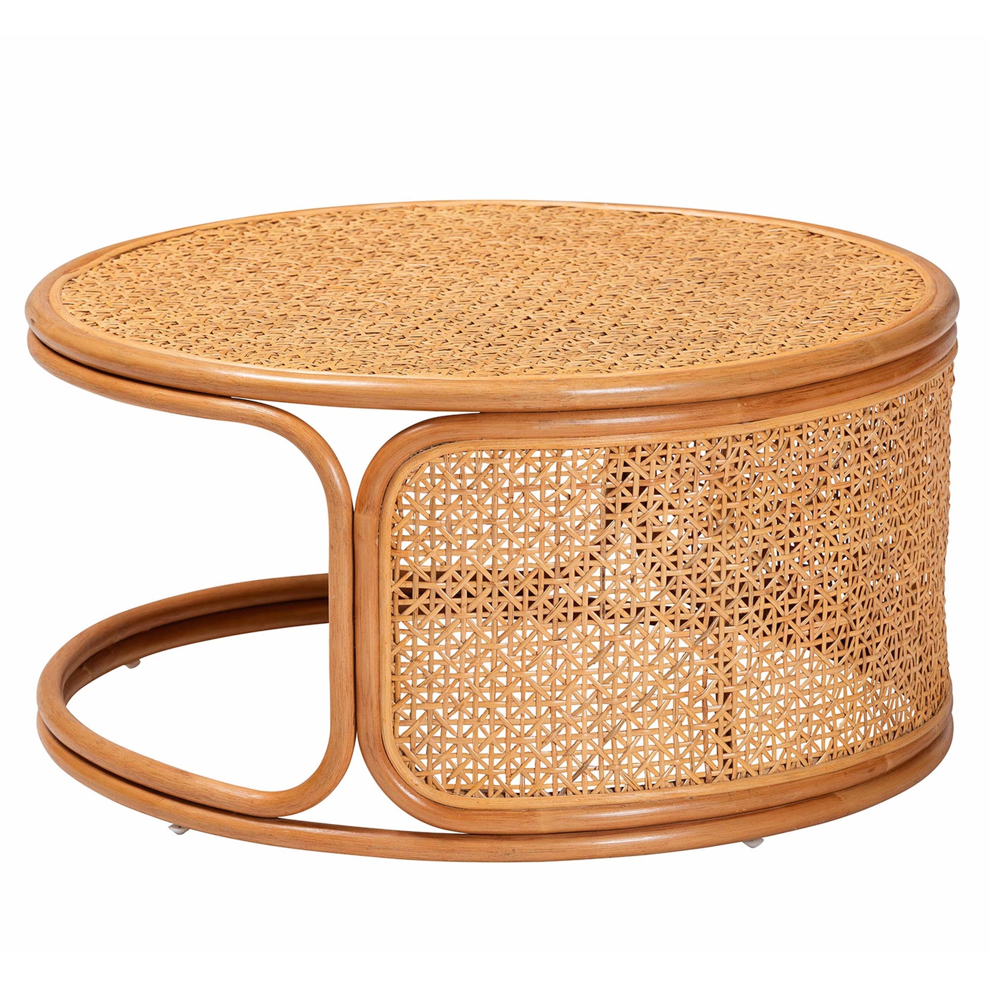 Honey Rattan Round Coffee Table - 31.5" Diameter