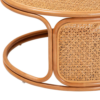 Honey Rattan Round Coffee Table - 31.5" Diameter