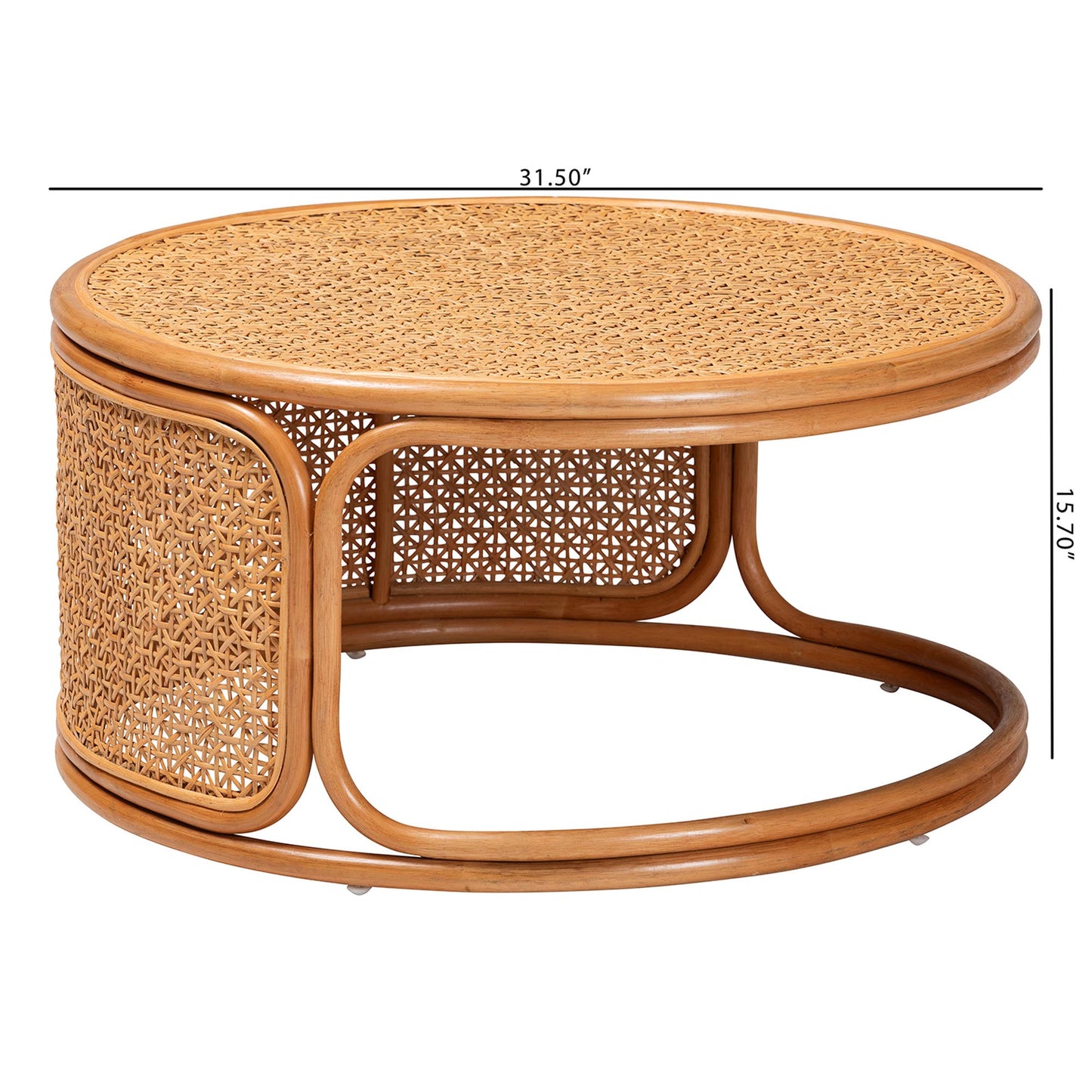 Honey Rattan Round Coffee Table - 31.5" Diameter