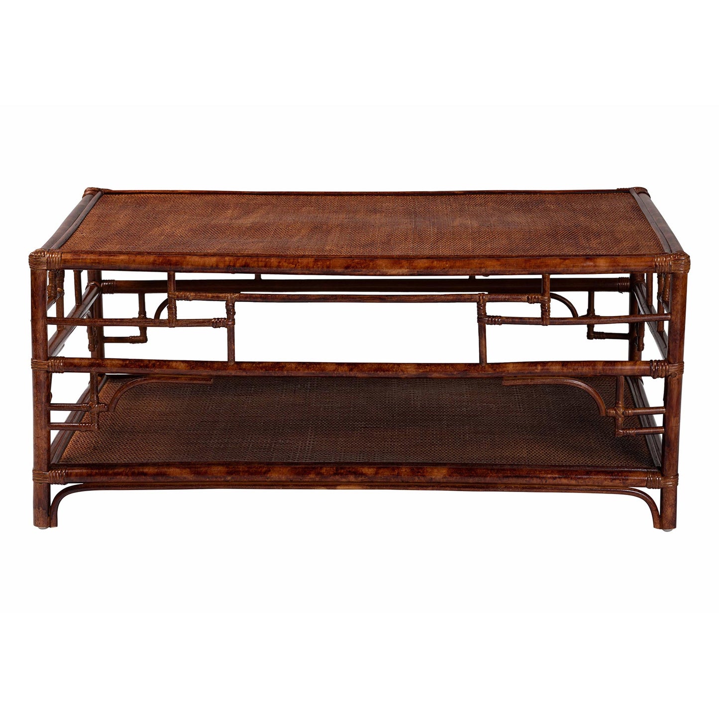 Vintage Rattan Coffee Table - Brown Tortoise Style