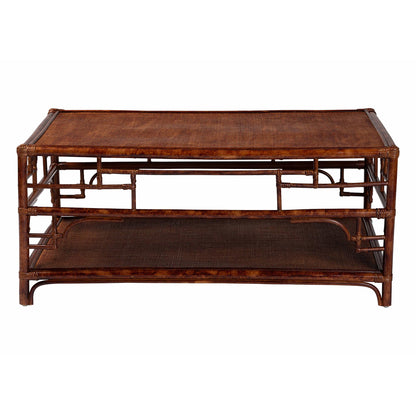 Vintage Rattan Coffee Table - Brown Tortoise Style