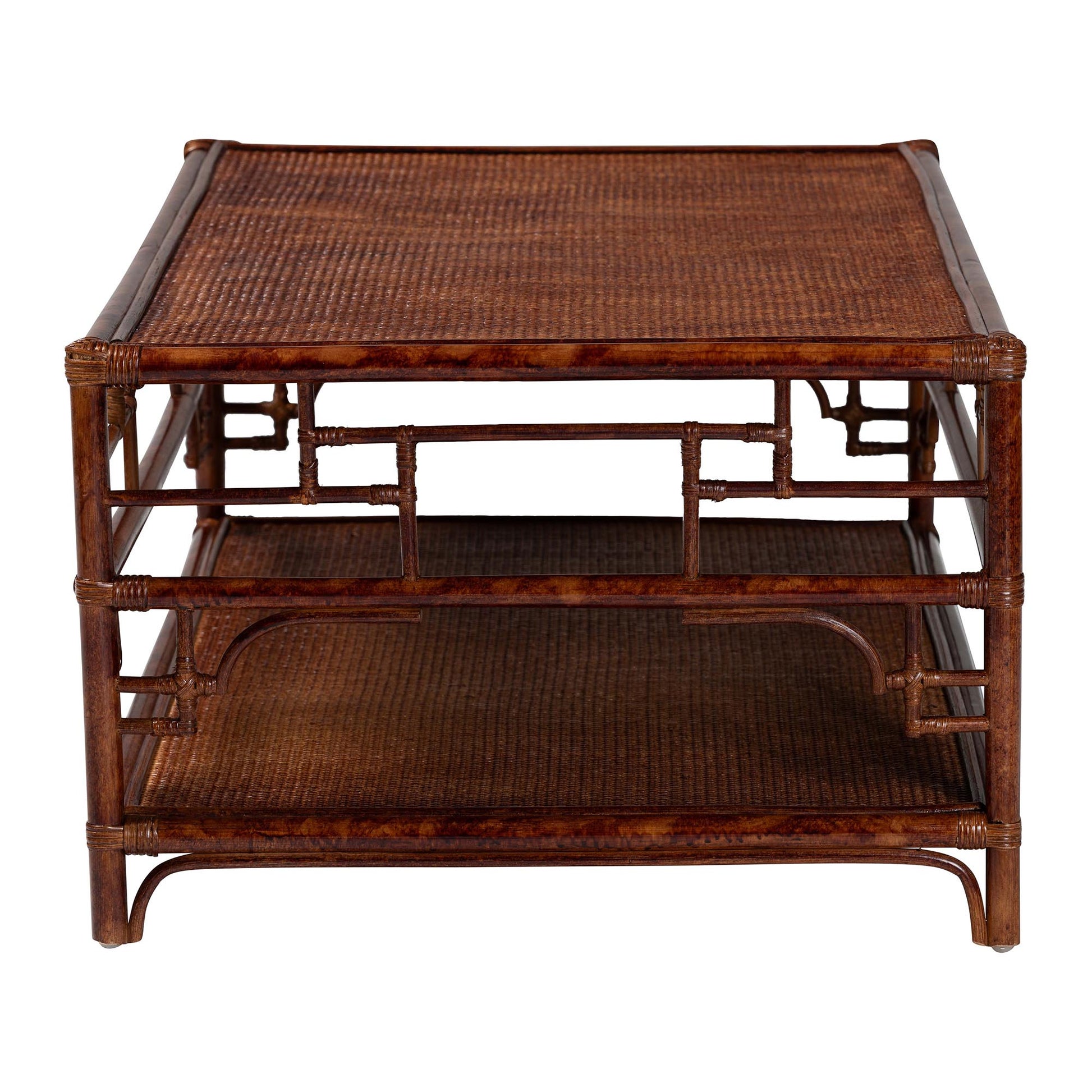 Vintage Rattan Coffee Table - Brown Tortoise Style