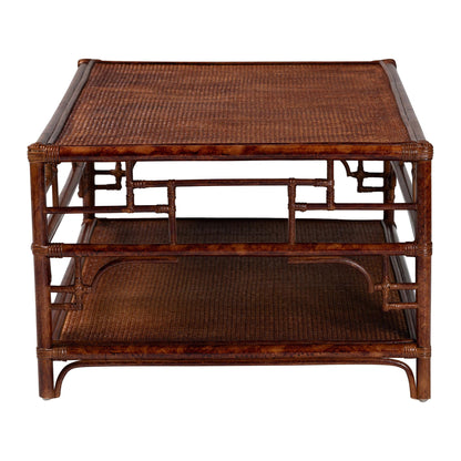 Vintage Rattan Coffee Table - Brown Tortoise Style
