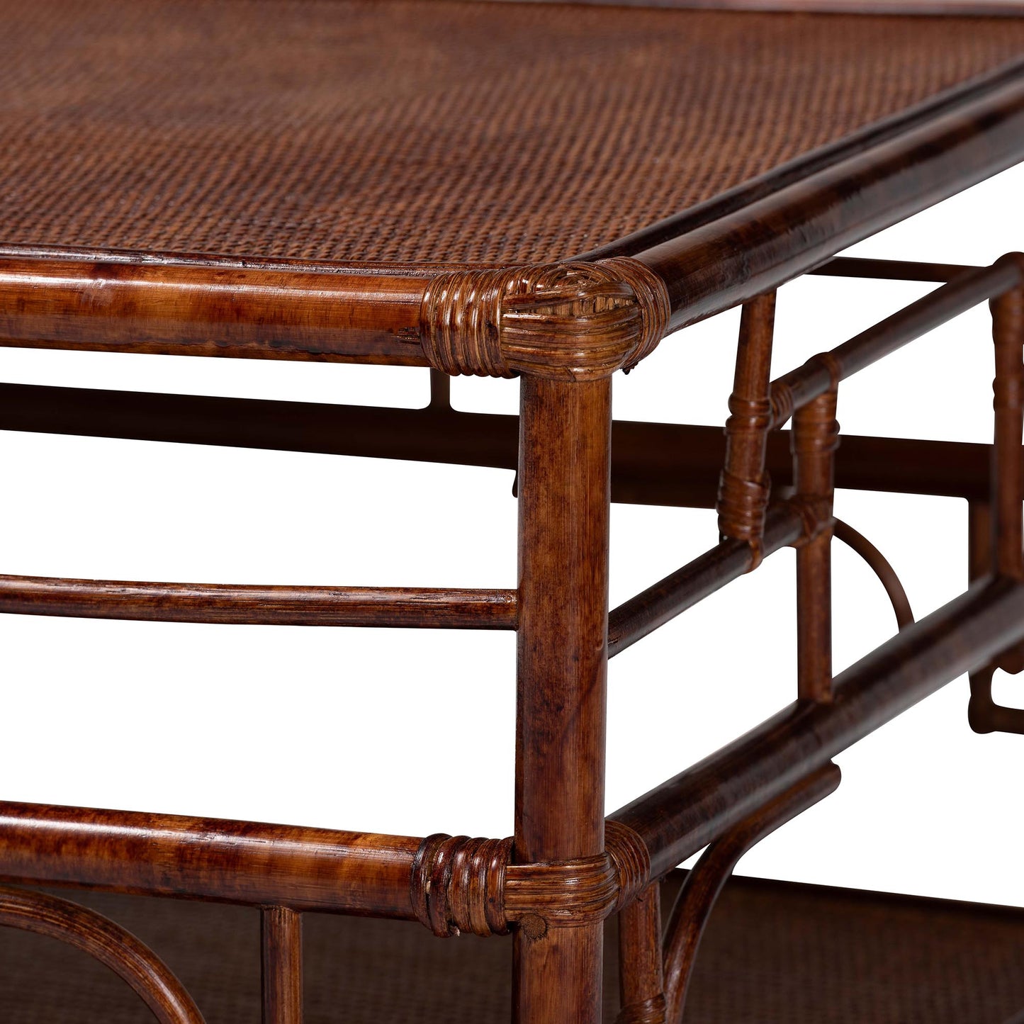 Vintage Rattan Coffee Table - Brown Tortoise Style