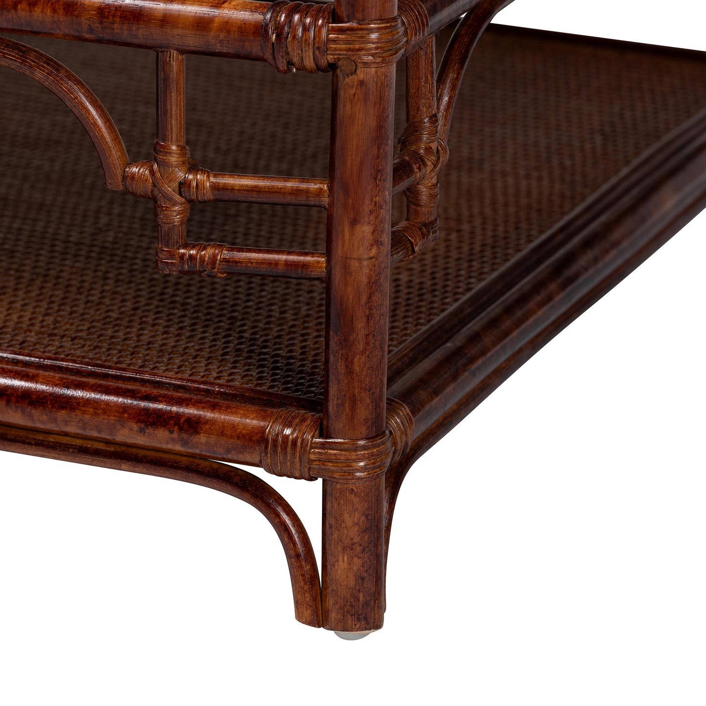 Vintage Rattan Coffee Table - Brown Tortoise Style