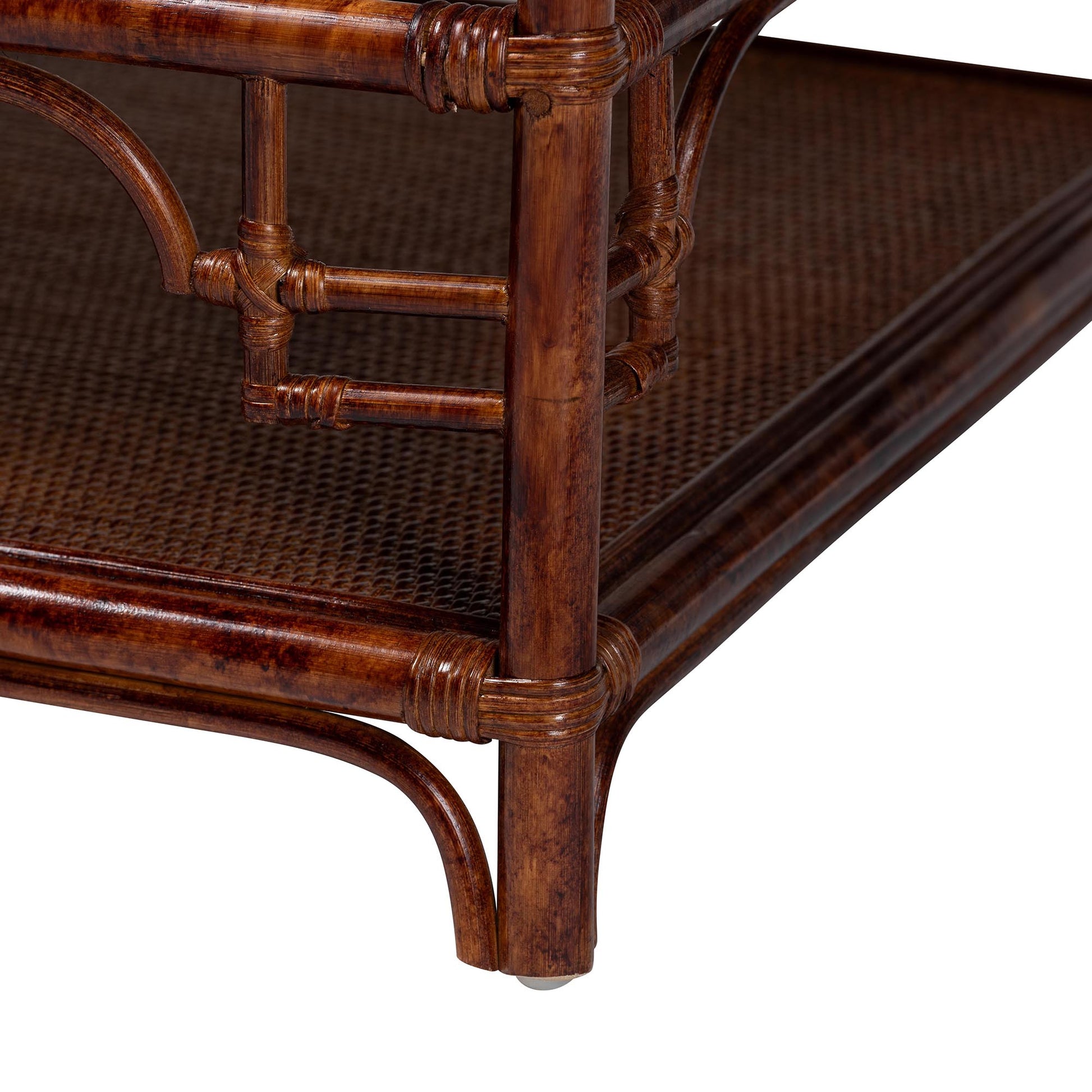 Vintage Rattan Coffee Table - Brown Tortoise Style