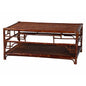 Tortoise Natural Rattan Coffee Table with Open Shelf - Vintage Style Center Table for Living Room, Sunroom, or Coastal Living Space