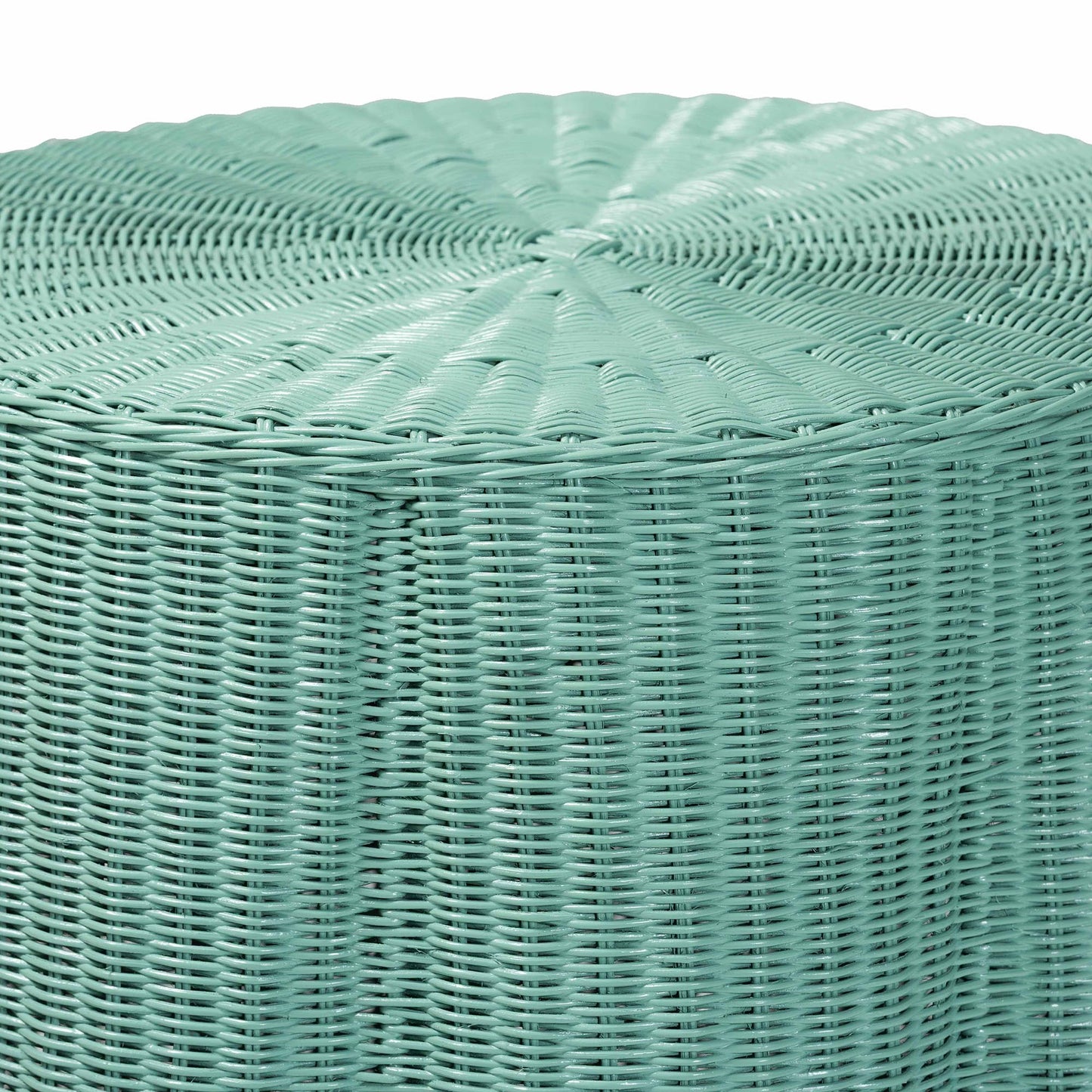 Green Metal Rattan Console Table - 28" Round Accent Table