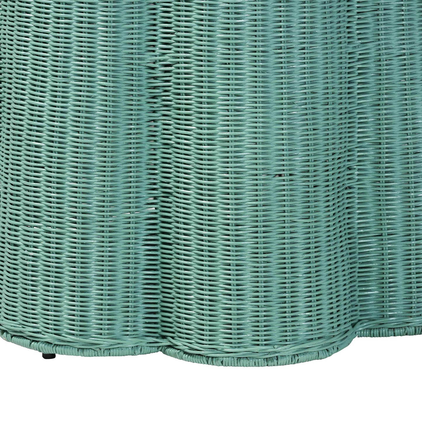 Green Metal Rattan Console Table - 28" Round Accent Table