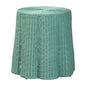 Scallop Natural Rattan Console Table - Handwoven Wicker Round Accent Table for Living Room, Sunroom or Foyer Place, Coastal Boho Style in Teal Green