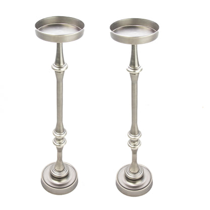 Brushed Silver Round Side Tables - Set of 2 for Living Room