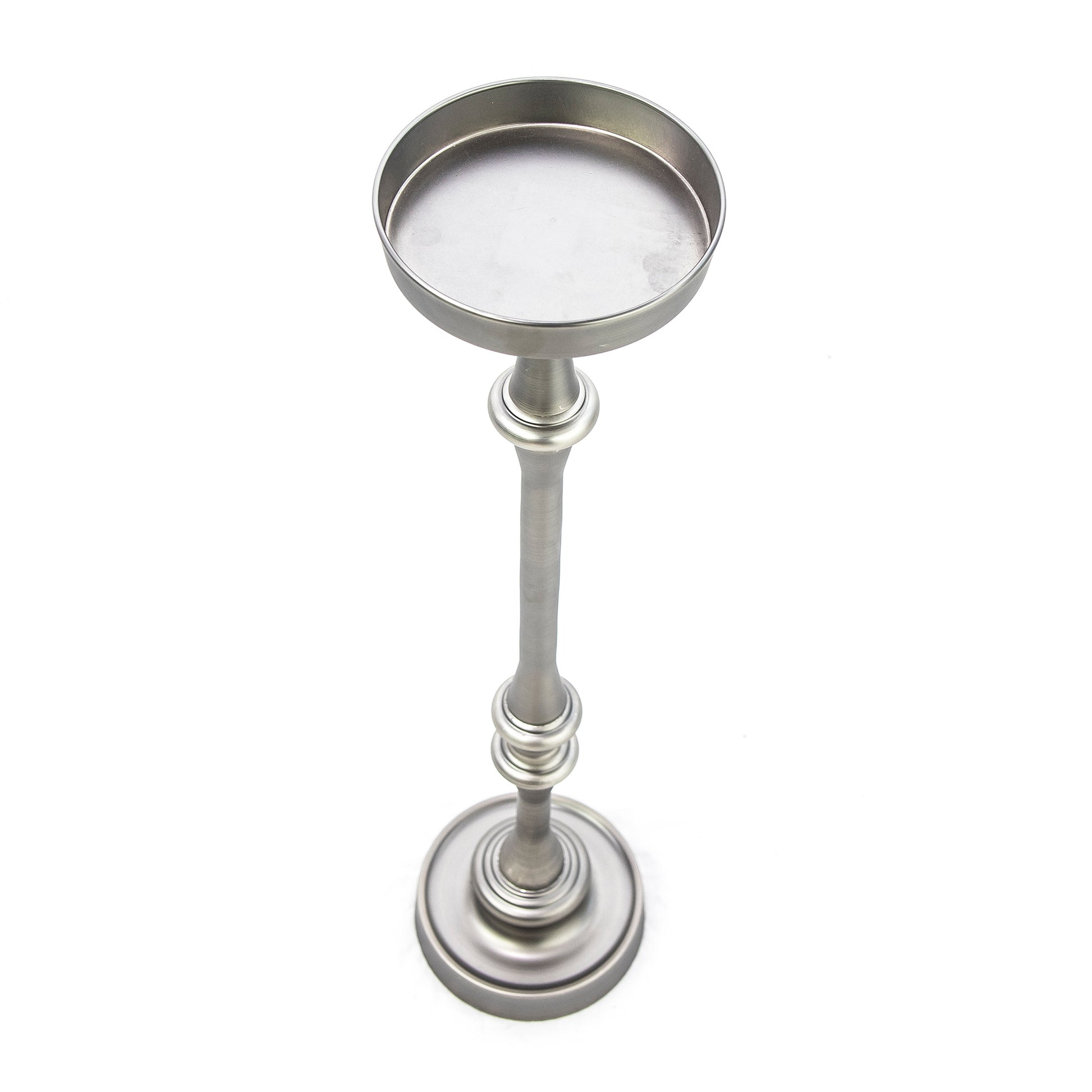 Brushed Silver Round Side Tables - Set of 2 for Living Room