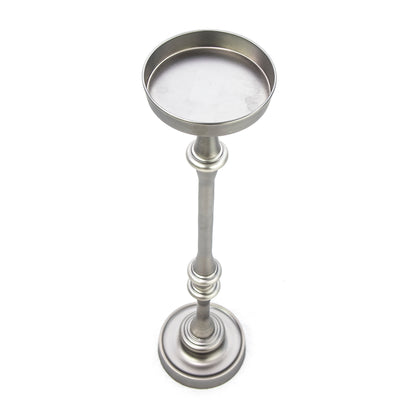 Brushed Silver Round Side Tables - Set of 2 for Living Room