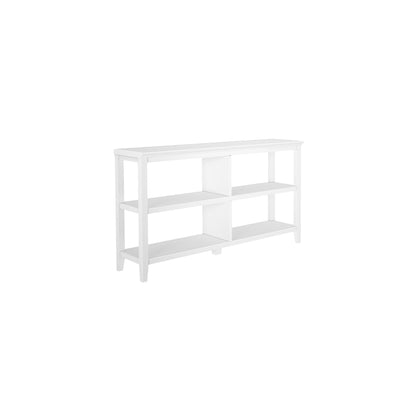 Low White Wood Bookshelf - 2 Shelves, 54" Wide