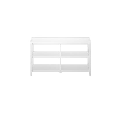 Low White Wood Bookshelf - 2 Shelves, 54" Wide