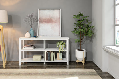 Wood Low Bookshelf with 2 Shelves; White, 1PC