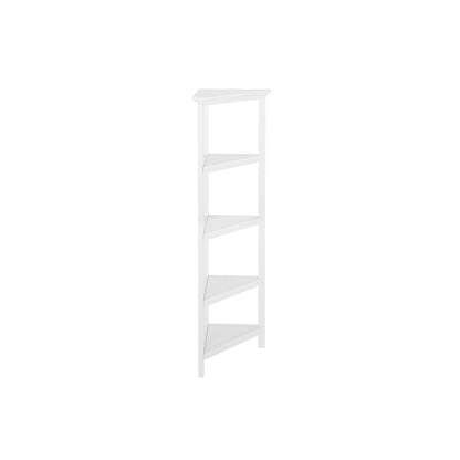 4-Shelf White Wood Corner Bookcase - Display Storage