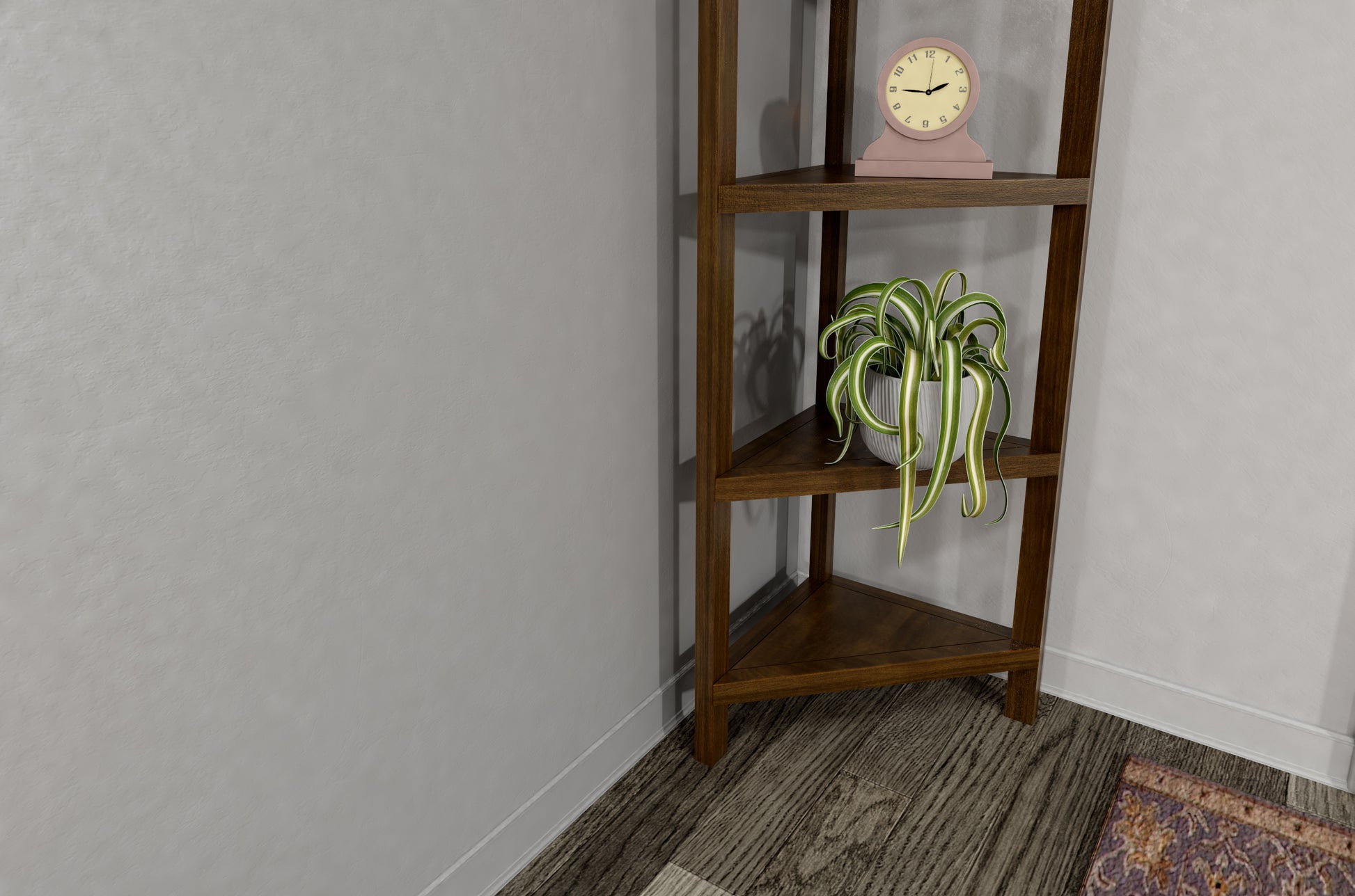 4-Shelf Tall Wood Corner Bookcase - Chestnut Finish