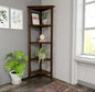 4-Shelf Tall Wood Corner Bookcase with Open Bookshelves, Walnut, 1PC