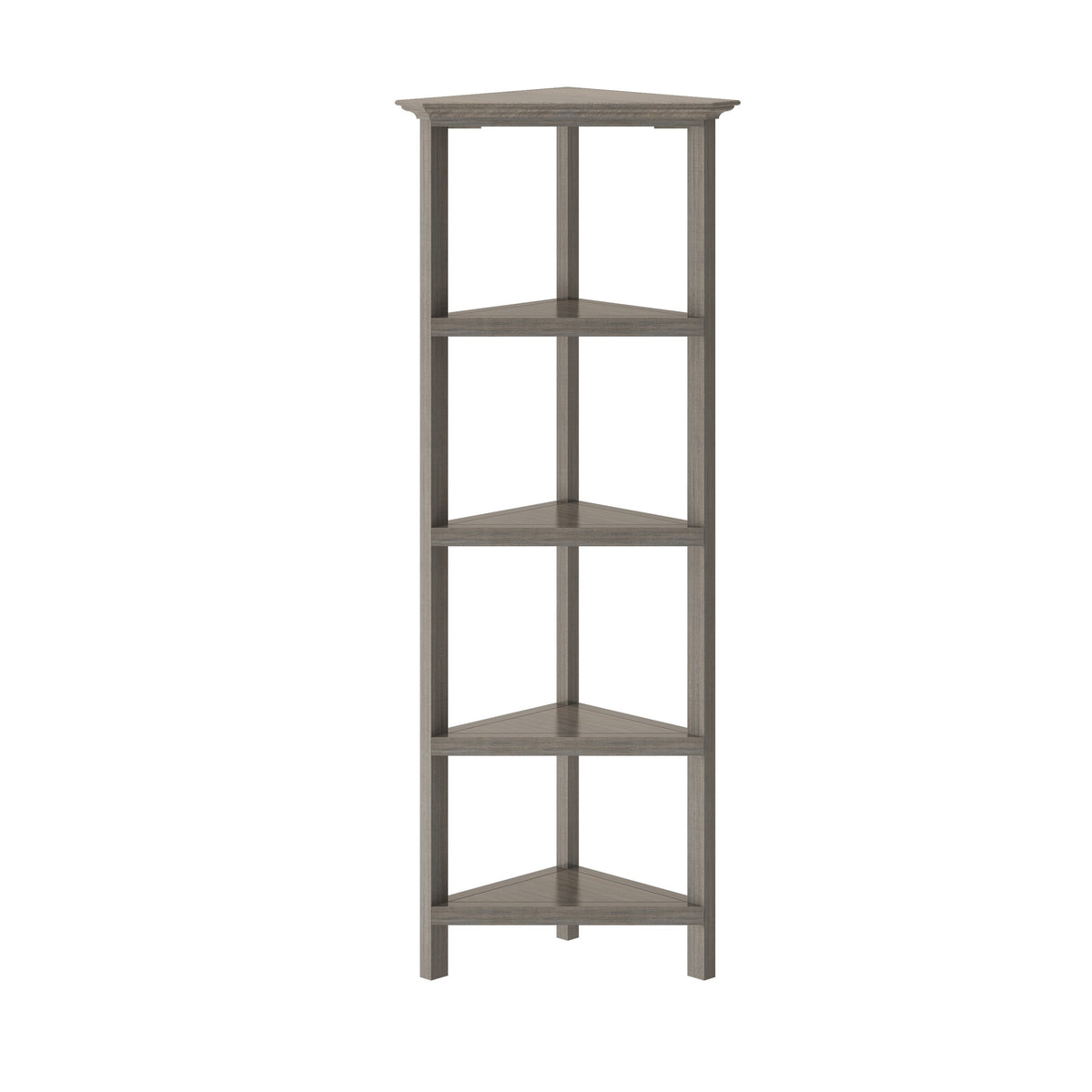 4-Shelf Gray Wash Tall Bookcase - Corner Shelves, Storage Display