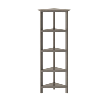 4-Shelf Gray Wash Tall Bookcase - Corner Shelves, Storage Display