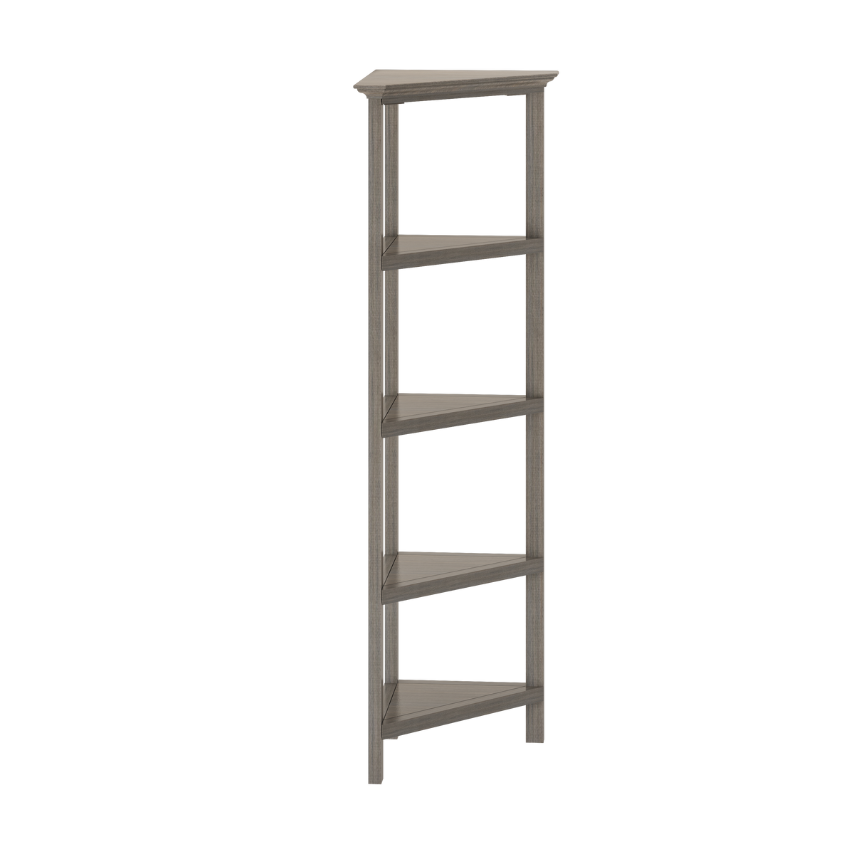 4-Shelf Gray Wash Tall Bookcase - Corner Shelves, Storage Display