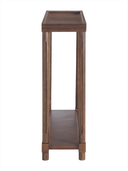 Chestnut Solid Wood Side Table Set 2-Tier for Living Room