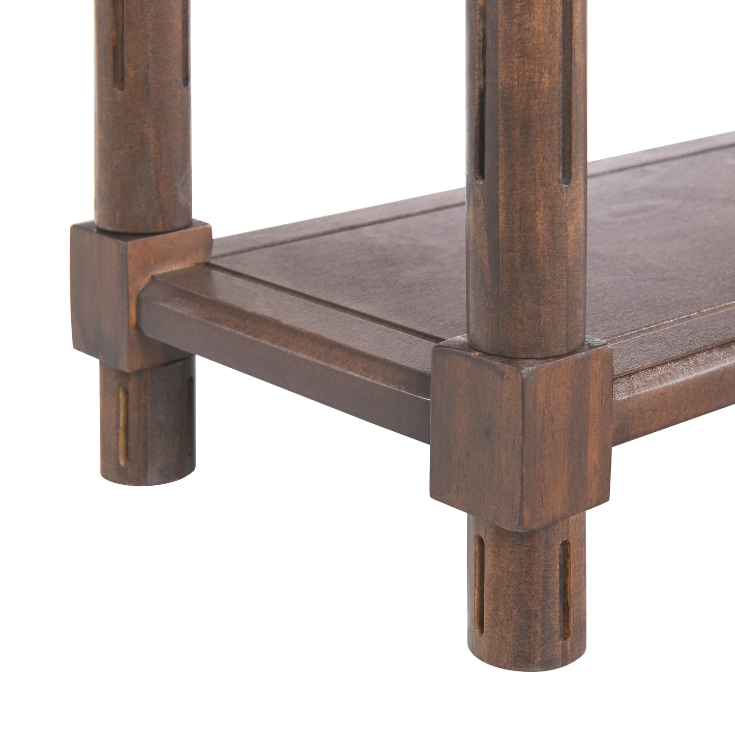 Chestnut Solid Wood Side Table Set 2-Tier for Living Room