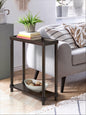 Narrow Side End Tables with Shelf, Set of 2,  Espresso