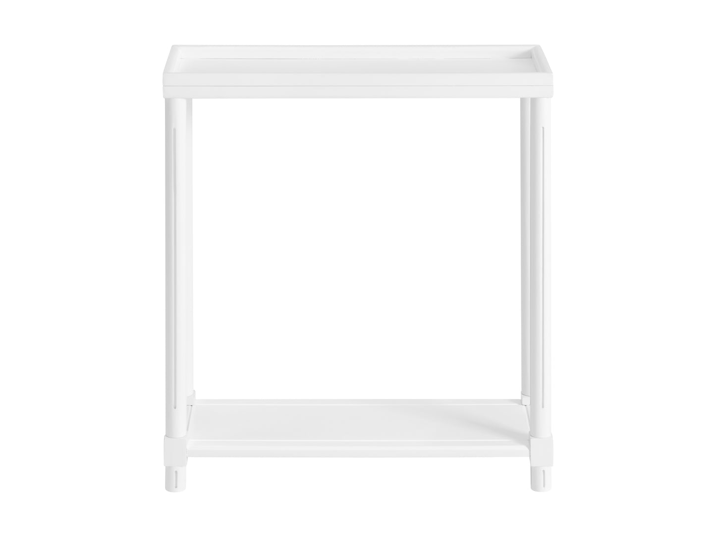 White Side Table Set - 2 Small Tables with Shelf for Living Room