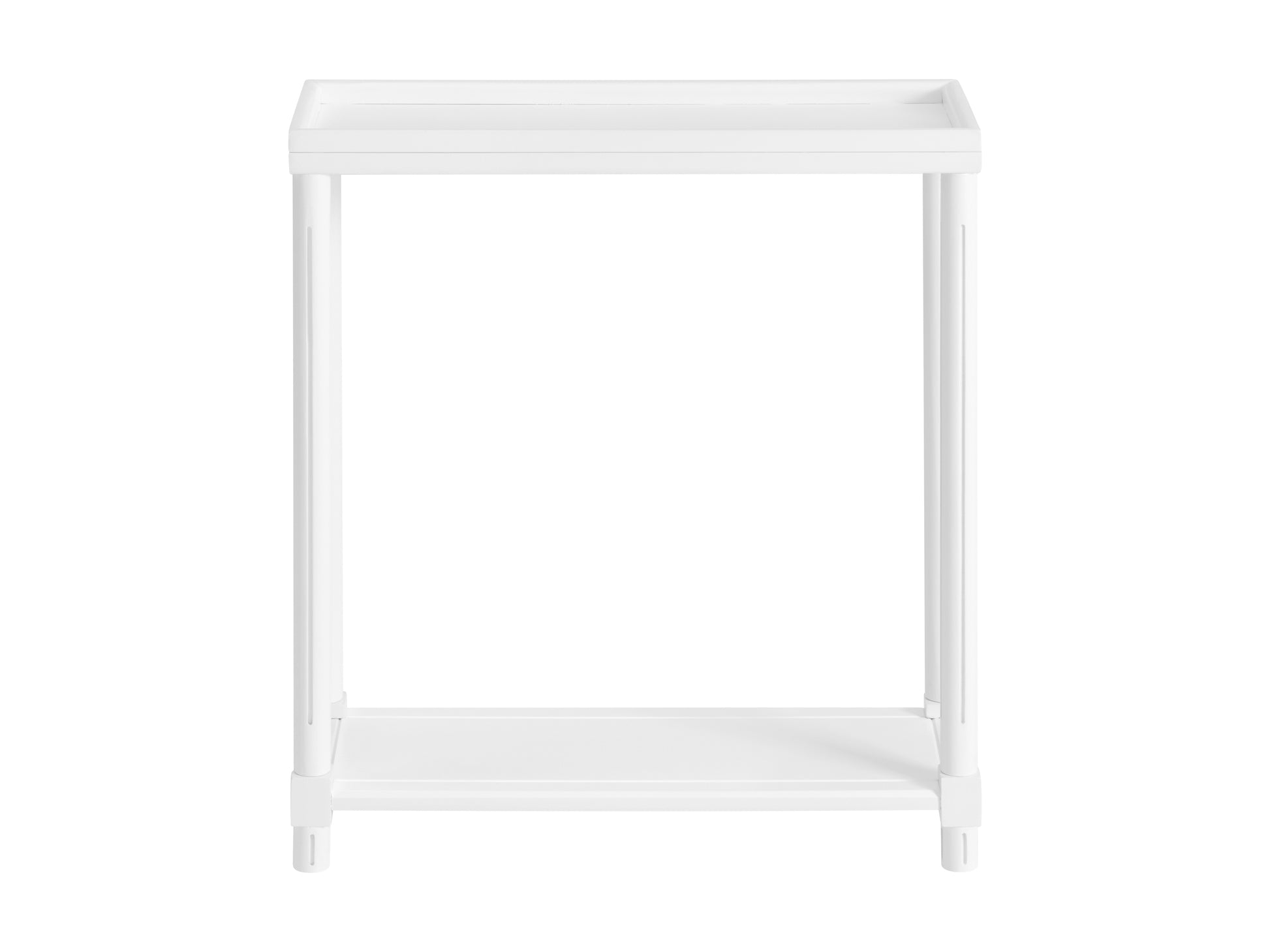 White Side Table Set - 2 Small Tables with Shelf for Living Room