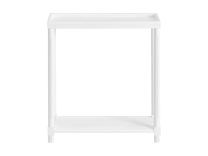 White Side Table Set - 2 Small Tables with Shelf for Living Room