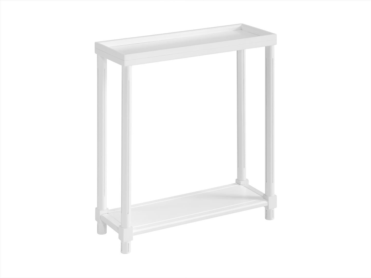 White Side Table Set - 2 Small Tables with Shelf for Living Room