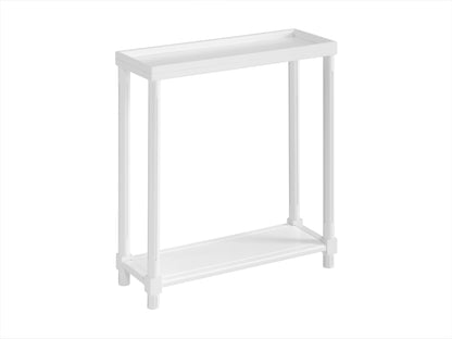 White Side Table Set - 2 Small Tables with Shelf for Living Room