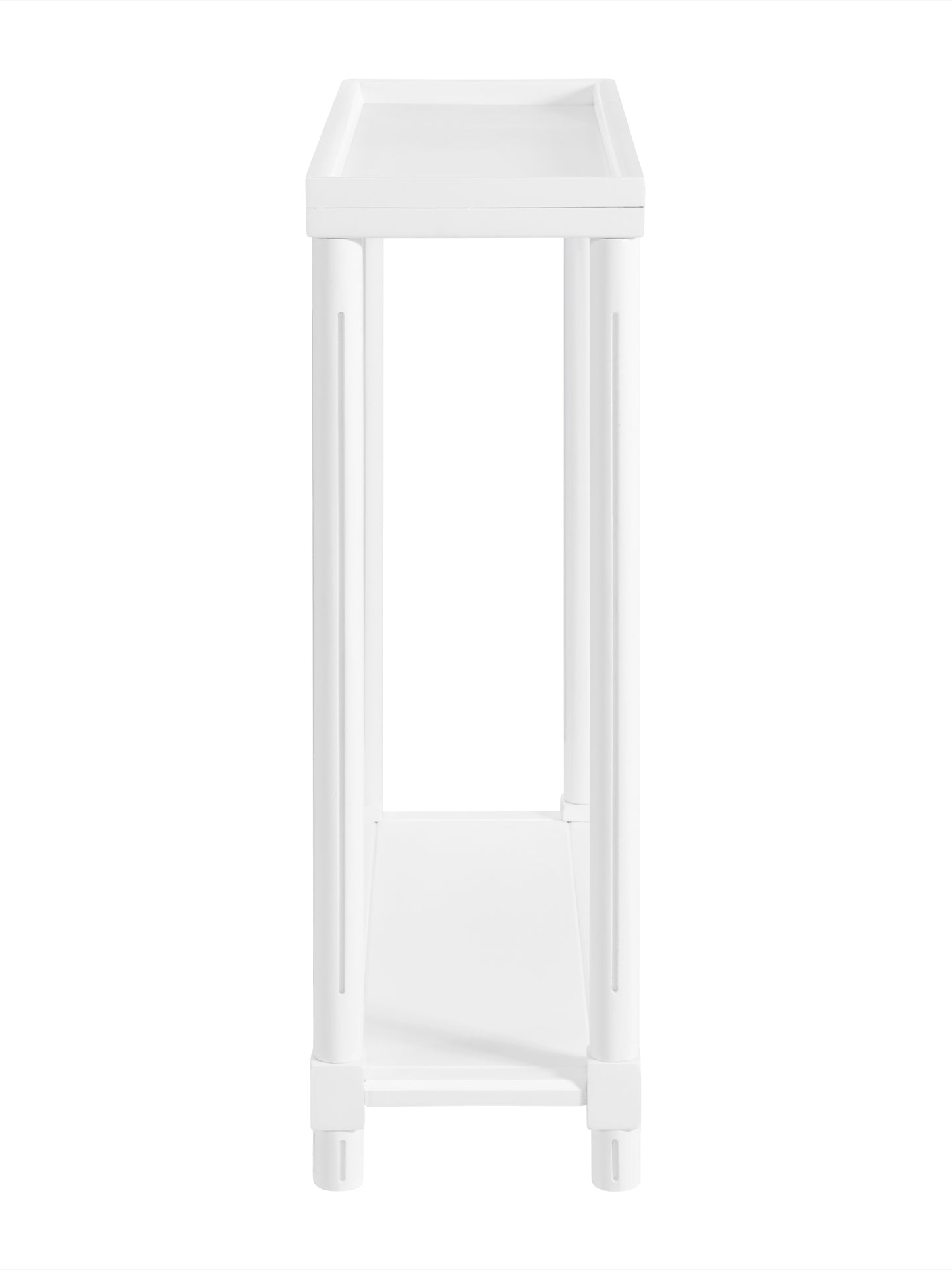White Side Table Set - 2 Small Tables with Shelf for Living Room