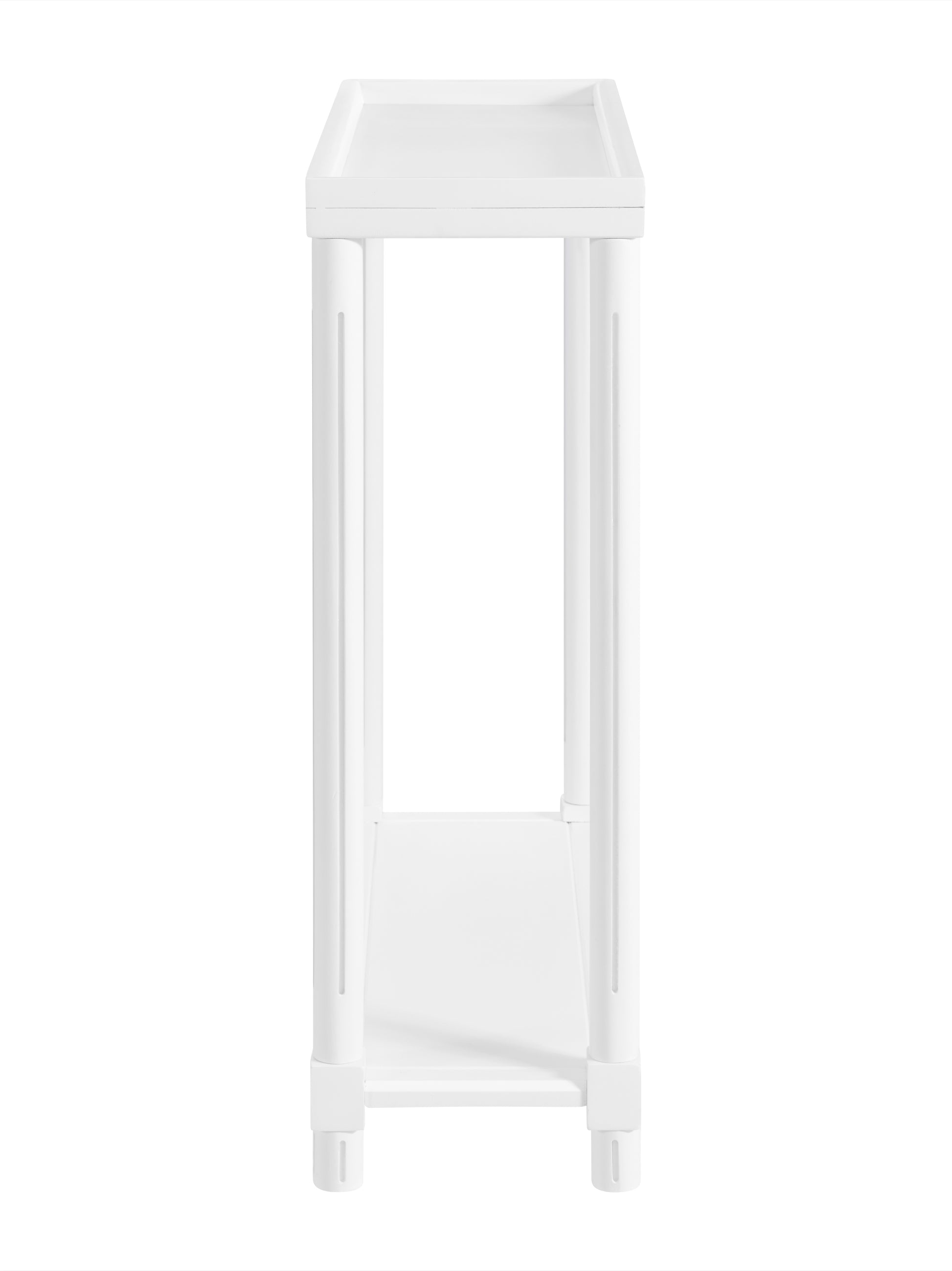 White Side Table Set - 2 Small Tables with Shelf for Living Room