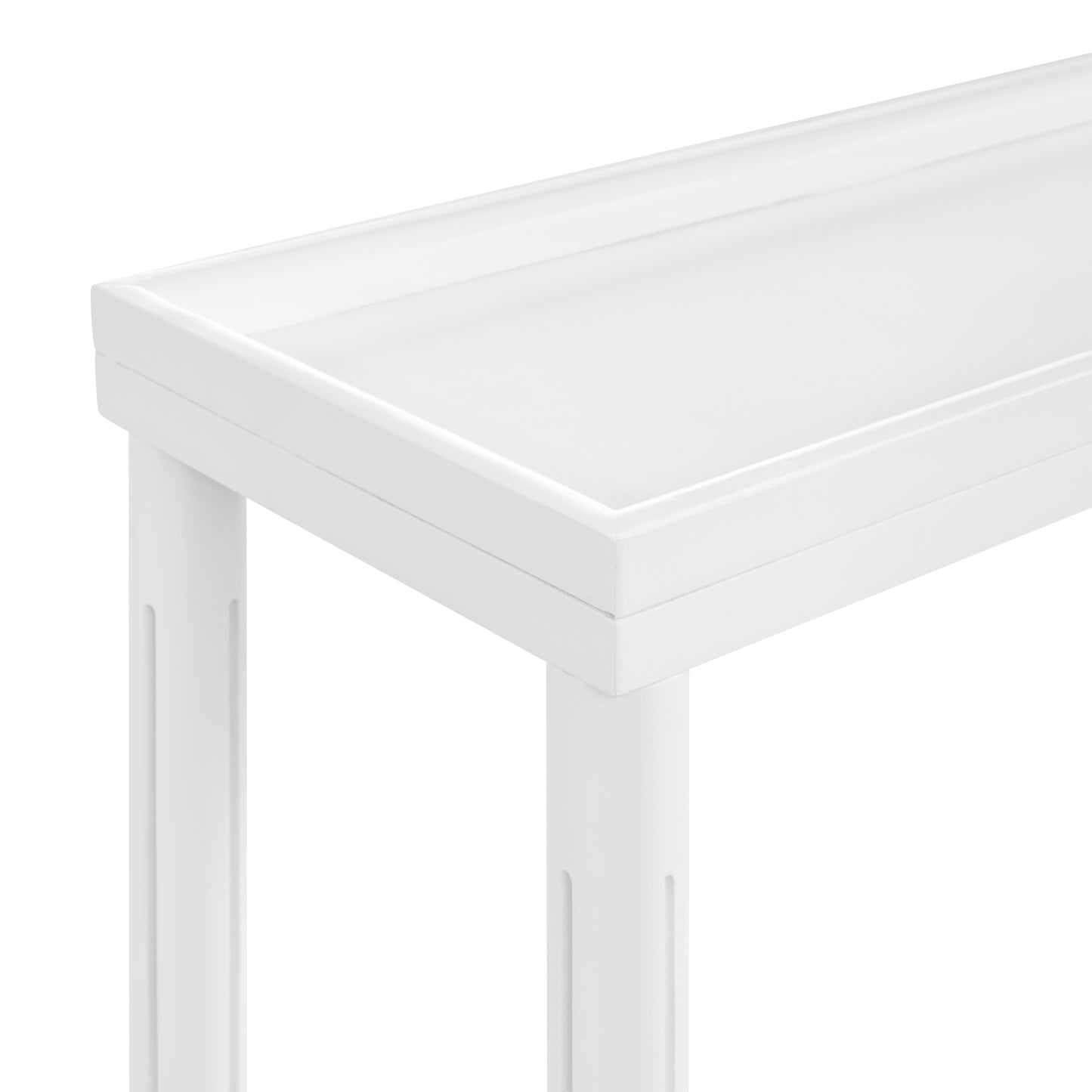 White Side Table Set - 2 Small Tables with Shelf for Living Room