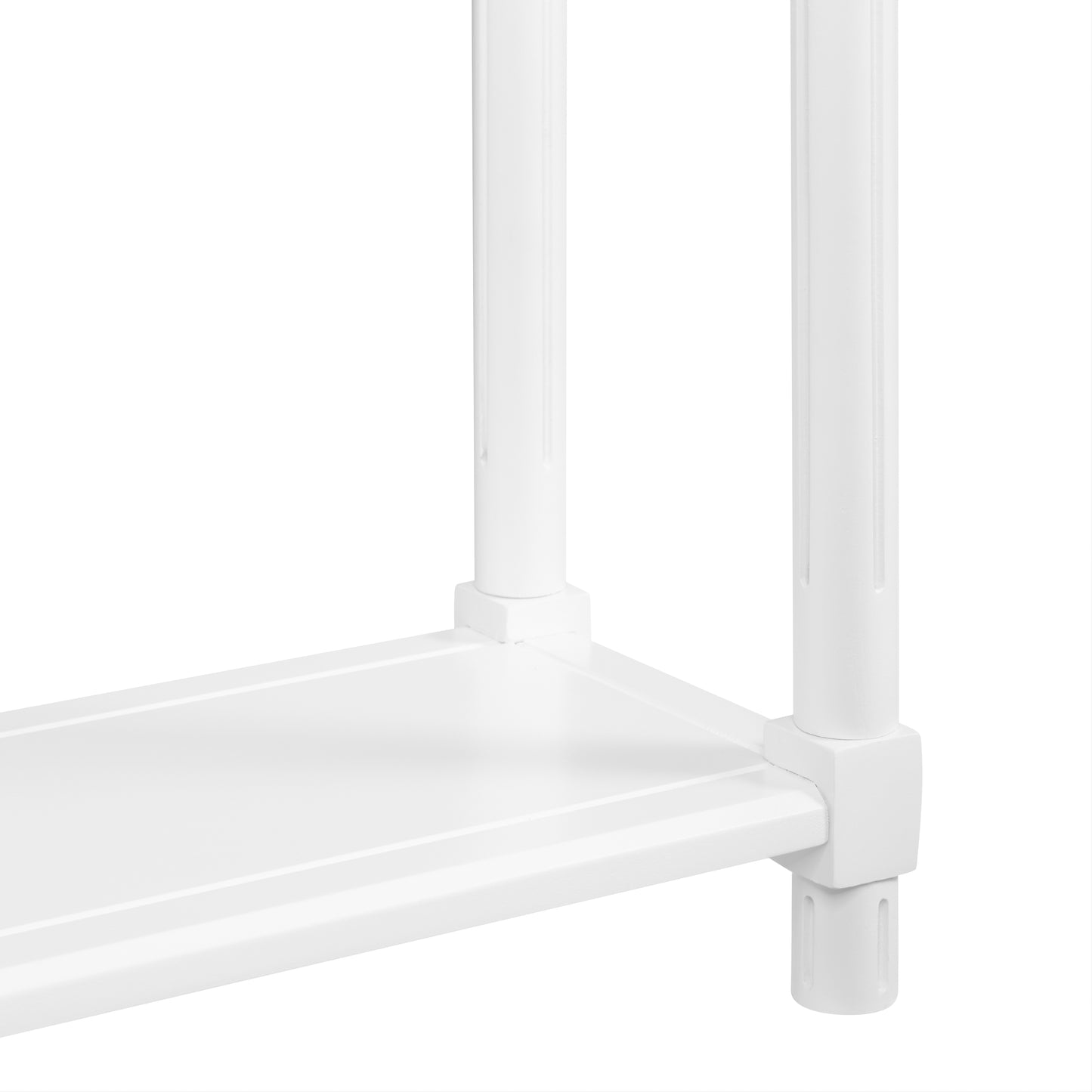 White Side Table Set - 2 Small Tables with Shelf for Living Room