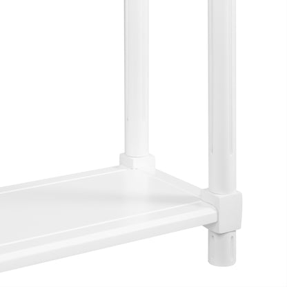 White Side Table Set - 2 Small Tables with Shelf for Living Room