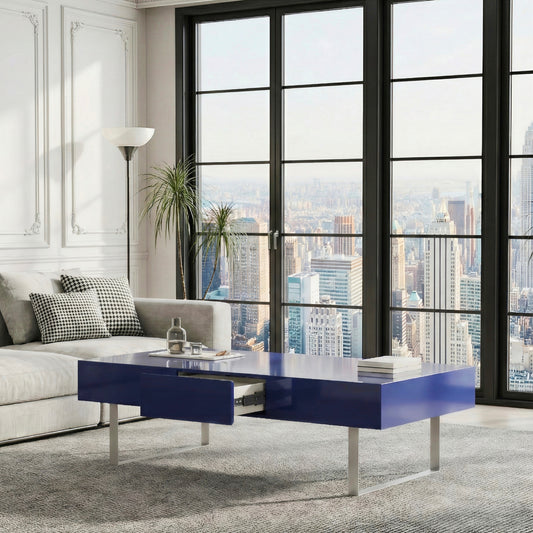52.4" x 26.8" x 15.6" Coffee Table-High Gloss Blue