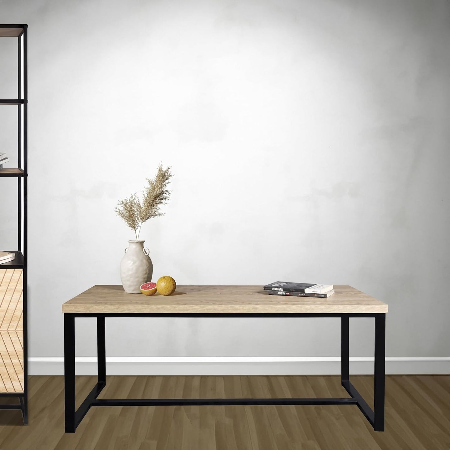 Bali Coffee Table - Natural Wood & Black Metal